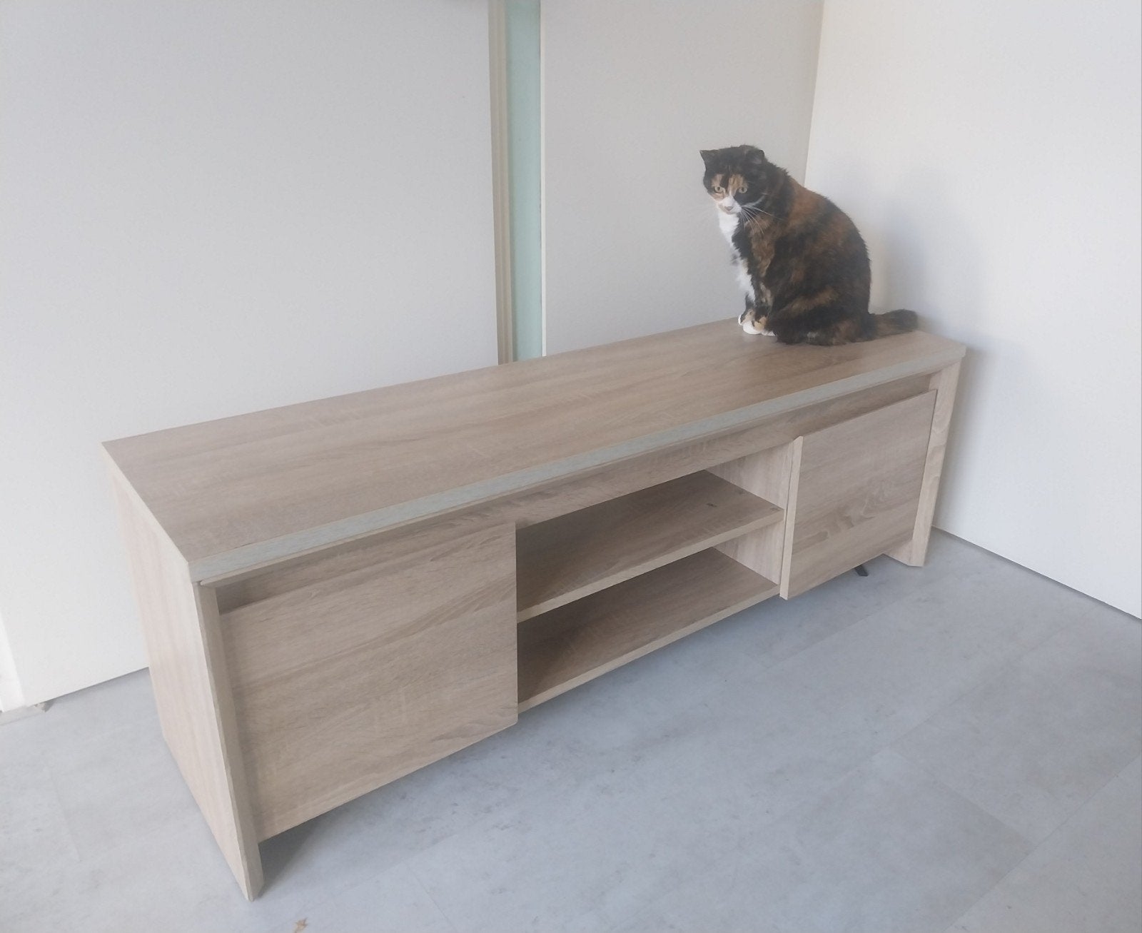 Tv meubel licht eiken hout, Ophalen, Gebruikt, 100 tot 150 cm, Scandinavisch
