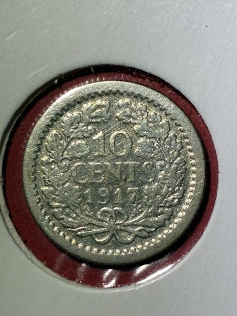 Nederland, zilveren 10 Cent 1917, Wilhelmina, Postzegels en Munten, Munten | Nederland, Losse munt, 10 cent, Koningin Wilhelmina