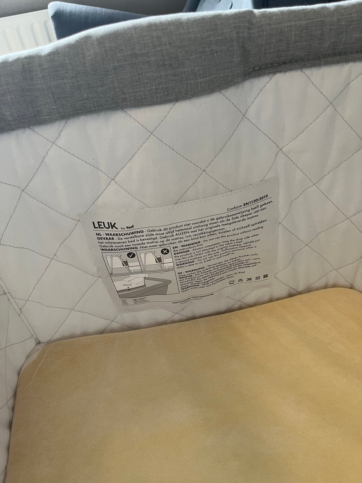LEUK by TWF Wieg/Co-sleeper - Grijs, Kinderen en Baby's, Babywiegjes en Ledikanten, Ophalen, Gebruikt, Wieg