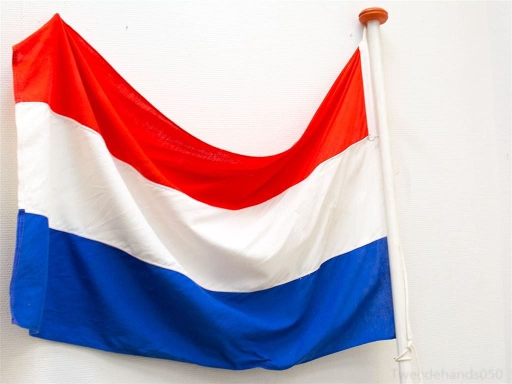 Vlaggenstok met Nederlandse vlag 91852, Ophalen of Verzenden, Gebruikt
