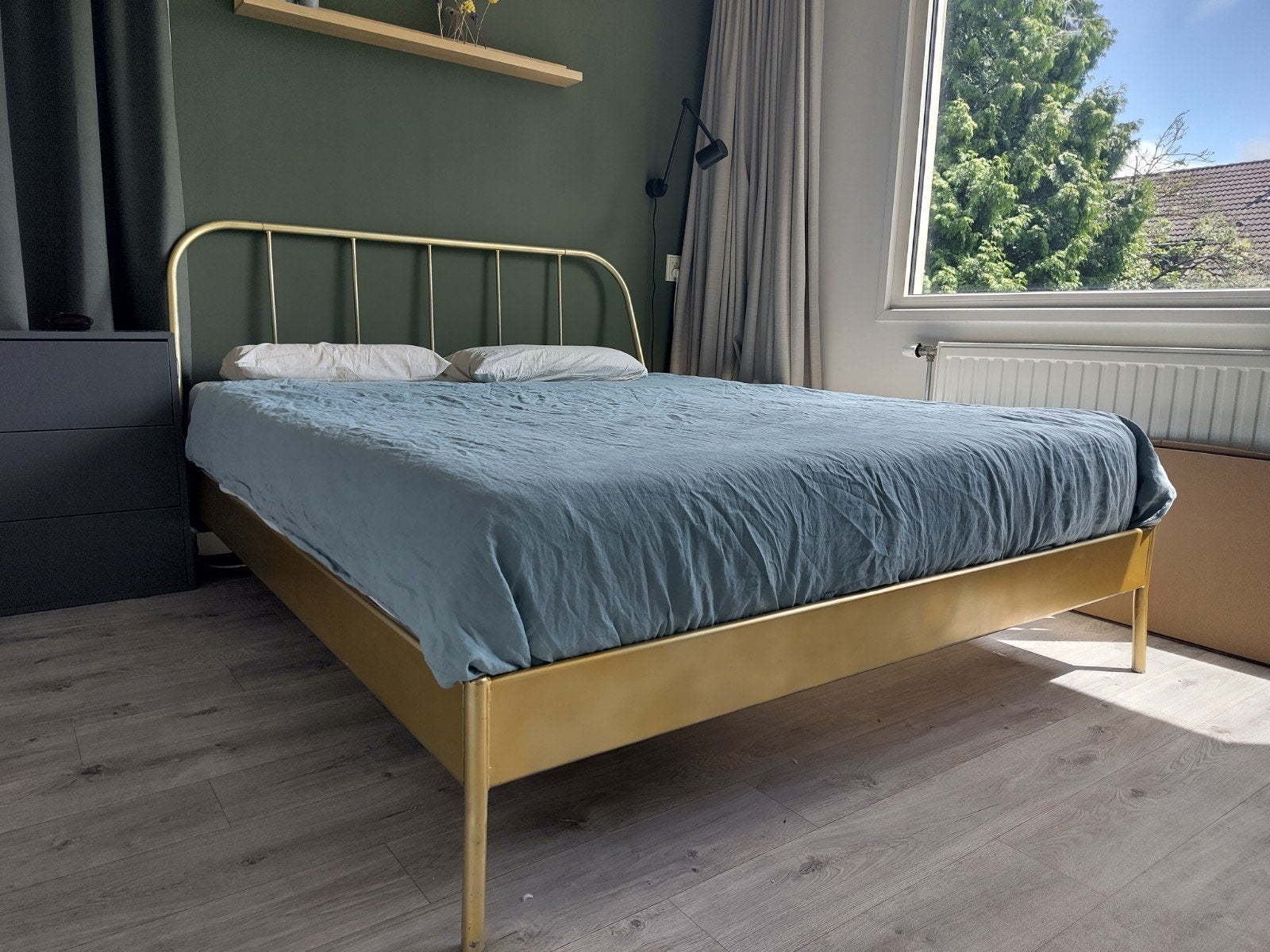 IKEA KOPARDAL bed frame goud, Huis en Inrichting, Ophalen, Gebruikt, Tweepersoons, 200 cm