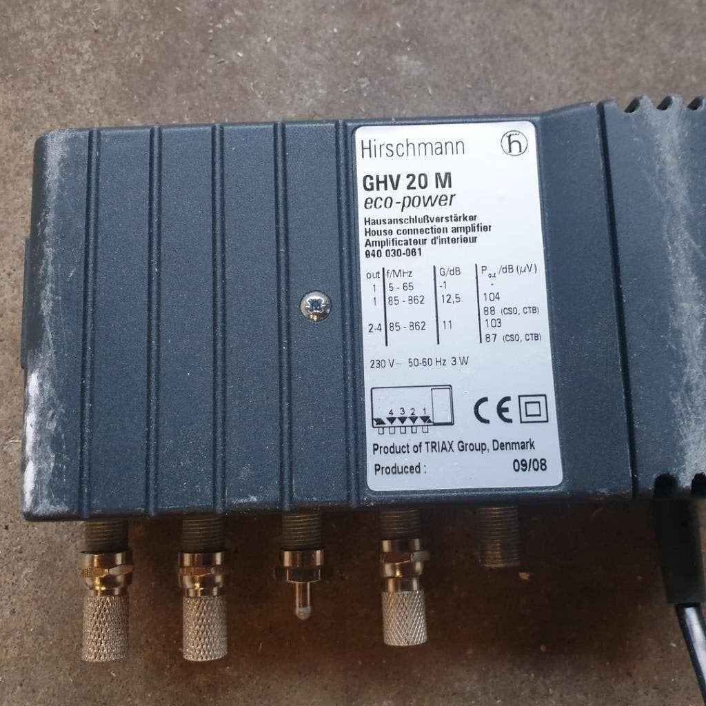 HIRSCHMANN ANTENNE VERSTERKER TYPE GHV 20 M ECO POWER, Ophalen of Verzenden, Refurbished, 120 watt of meer, Overige merken