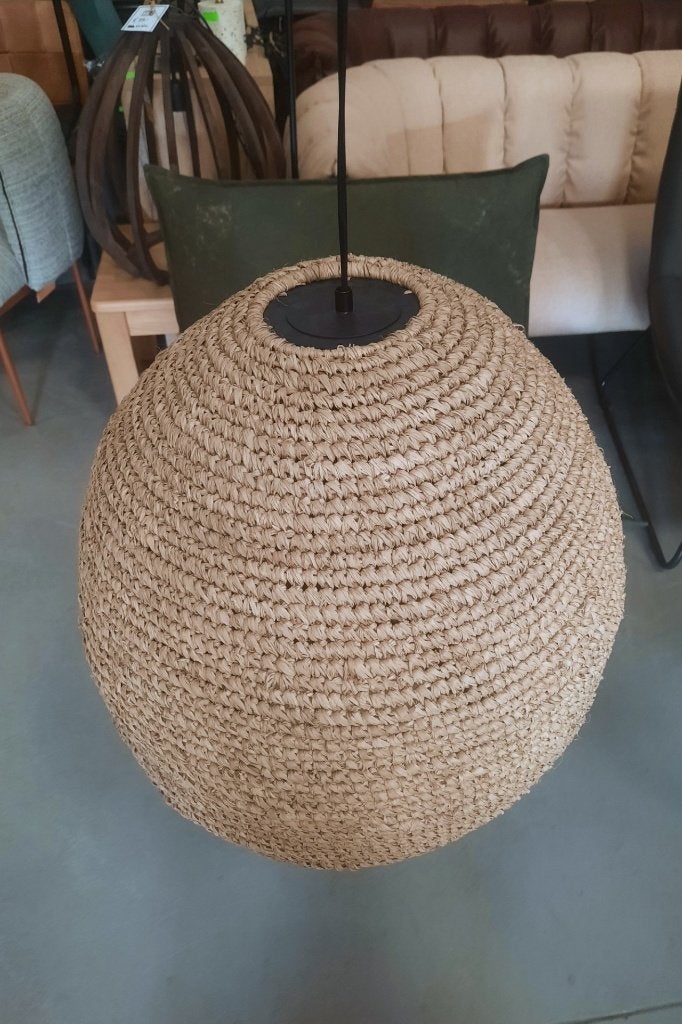 Gave ronde jute hanglamp CORYP Light & Living Ø45 palmblad, Ophalen of Verzenden, Zo goed als nieuw, Natuurlijk materiaal, E27 (groot)