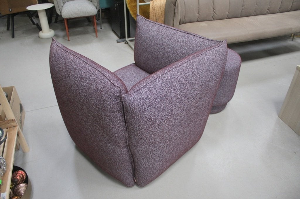 Luxe fauteuil VASA + ronde hocker TRAY Jess Design stof, Ophalen, 75 tot 100 cm, Zo goed als nieuw, 75 tot 100 cm