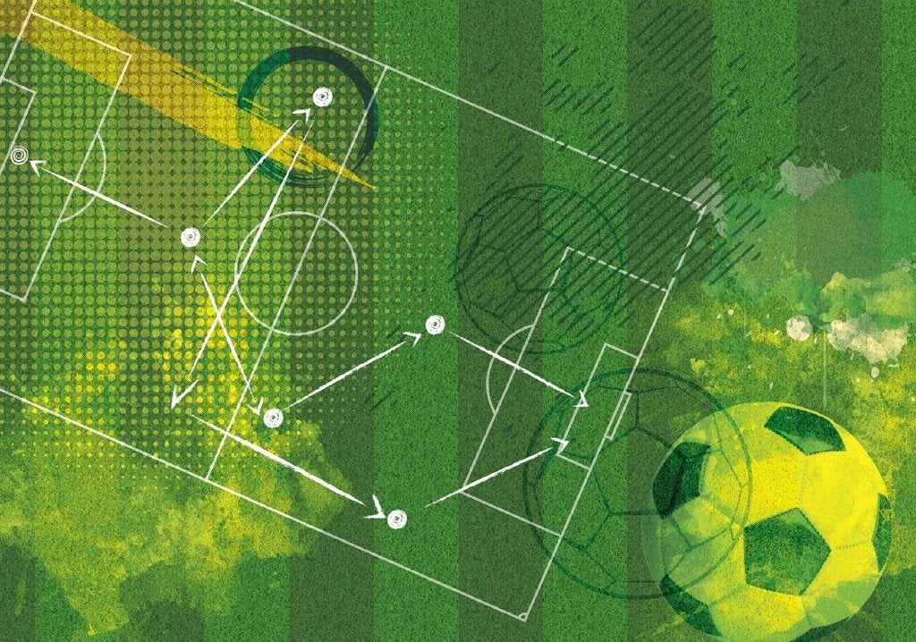 Voetbal vlies behang Tactiek - fotobehang 368 x 254 cm SALE, Verzenden