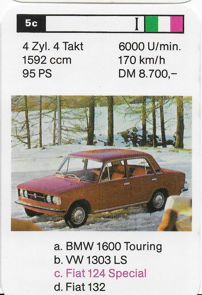X18 autokaartje 5C fiat 124 specia, Verzenden, Zo goed als nieuw, Auto's