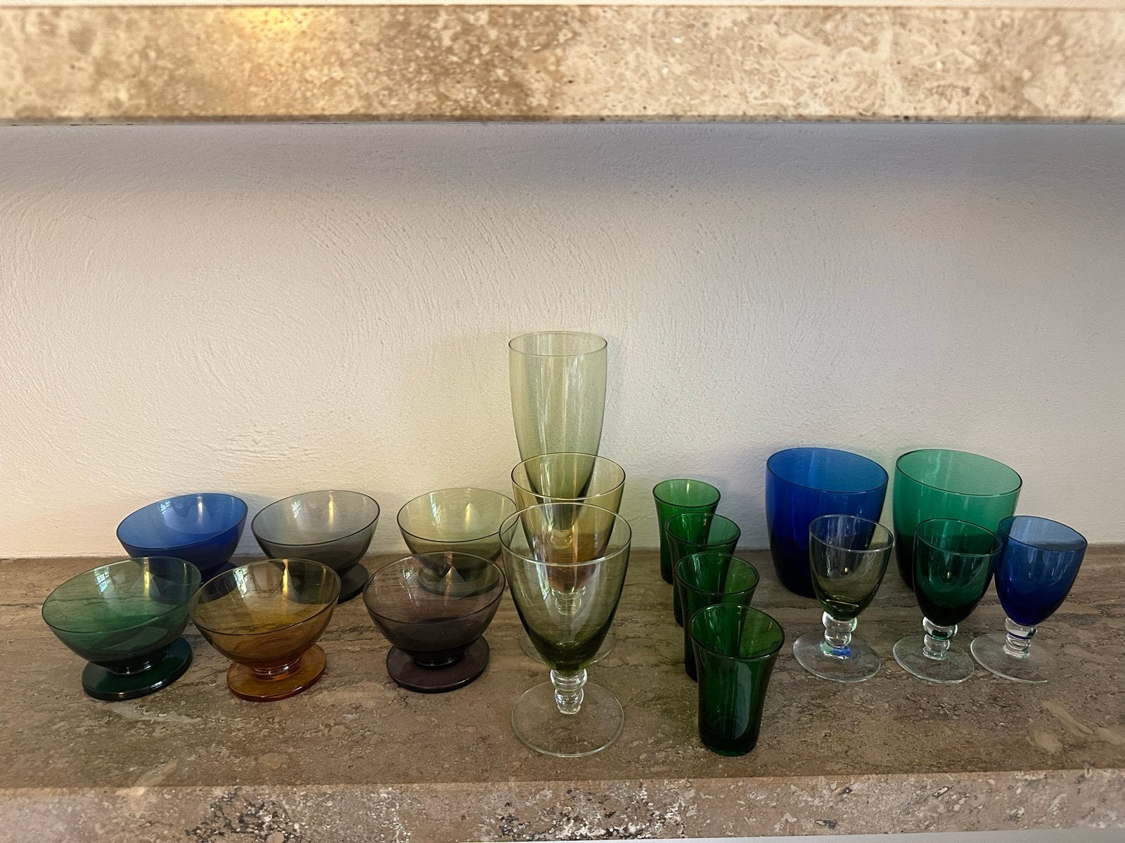Oud gekleurd dun glaswerk: diverse soorten glaasjes, Antiek en Kunst, Ophalen of Verzenden