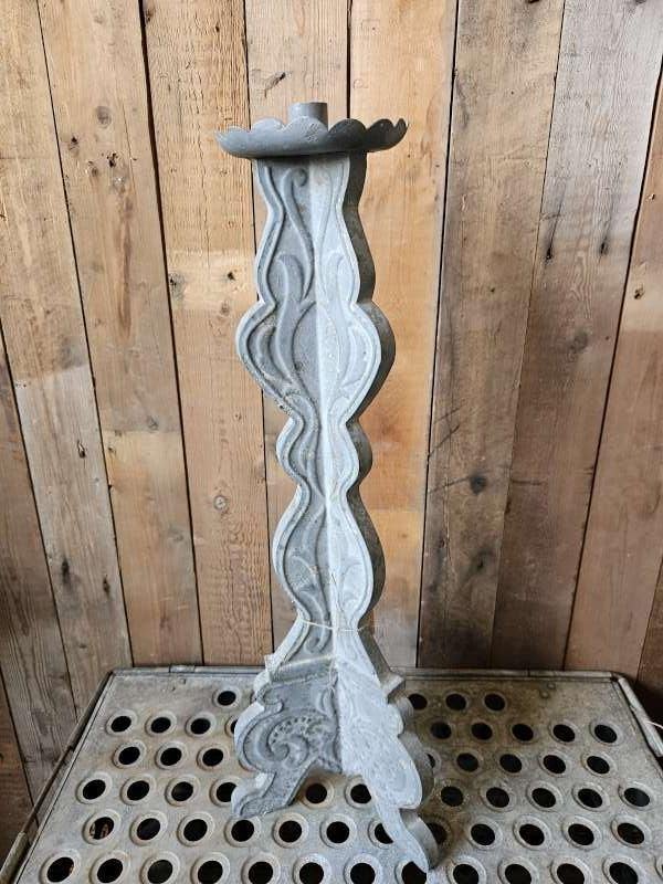 oude zinken kandelaar ``WOONWINKEL RUSTIEK``, Antiek en Kunst, Ophalen of Verzenden