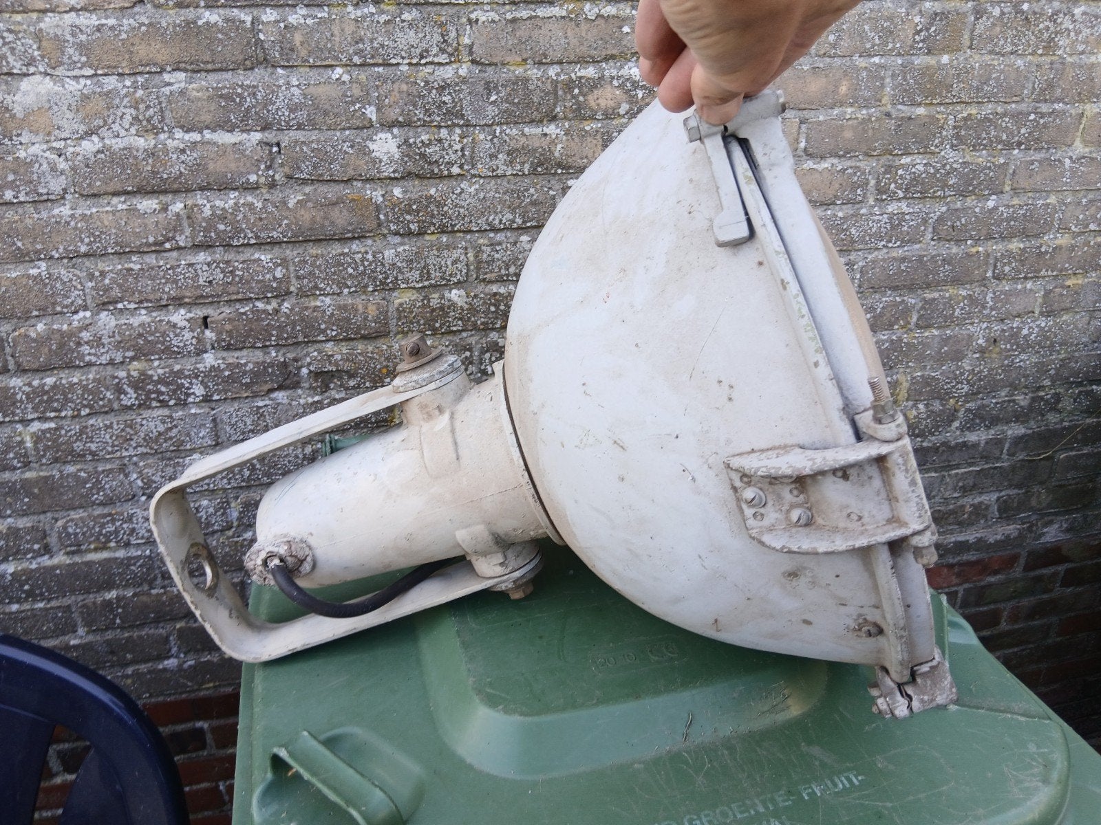 Metalen Industriële jaren 50 lamp., Ophalen of Verzenden