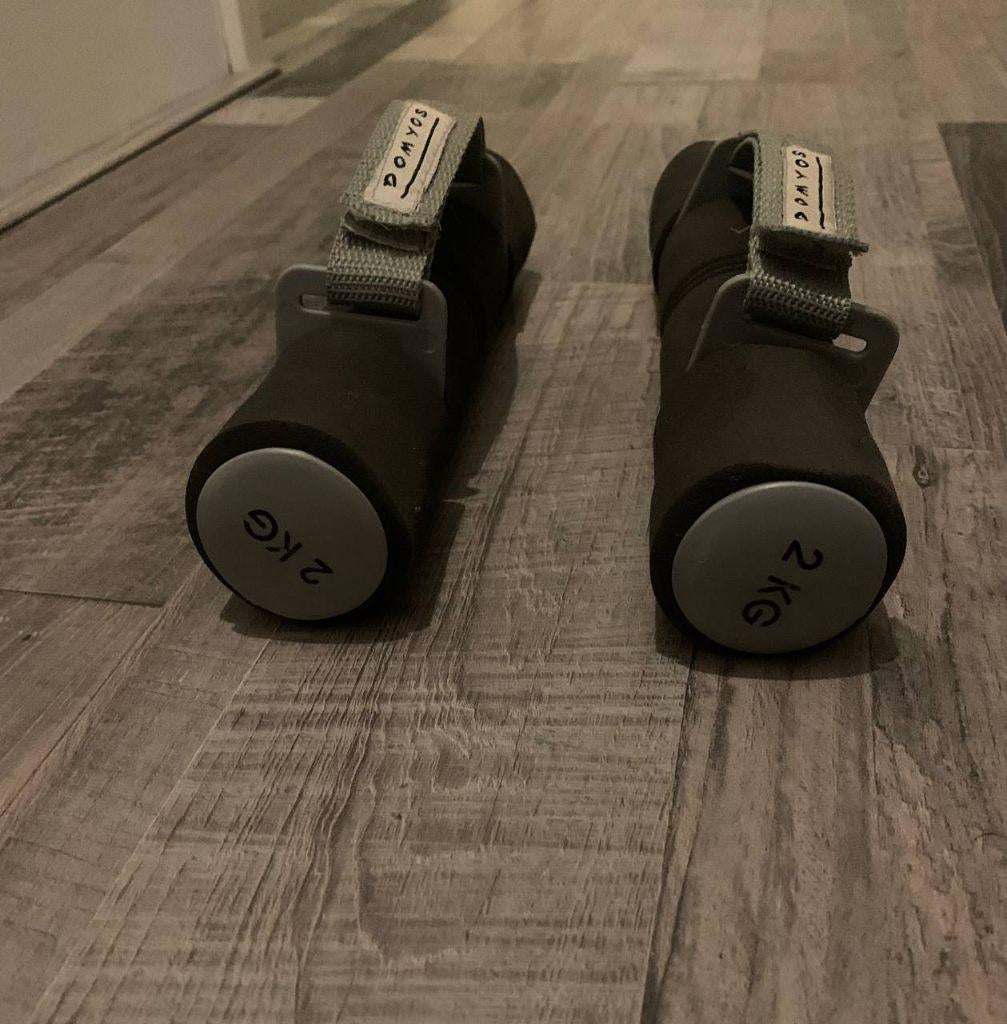 Twee gewichten Domyos 2 kg met handgreep, Ophalen, Gebruikt, Armen, Halterset