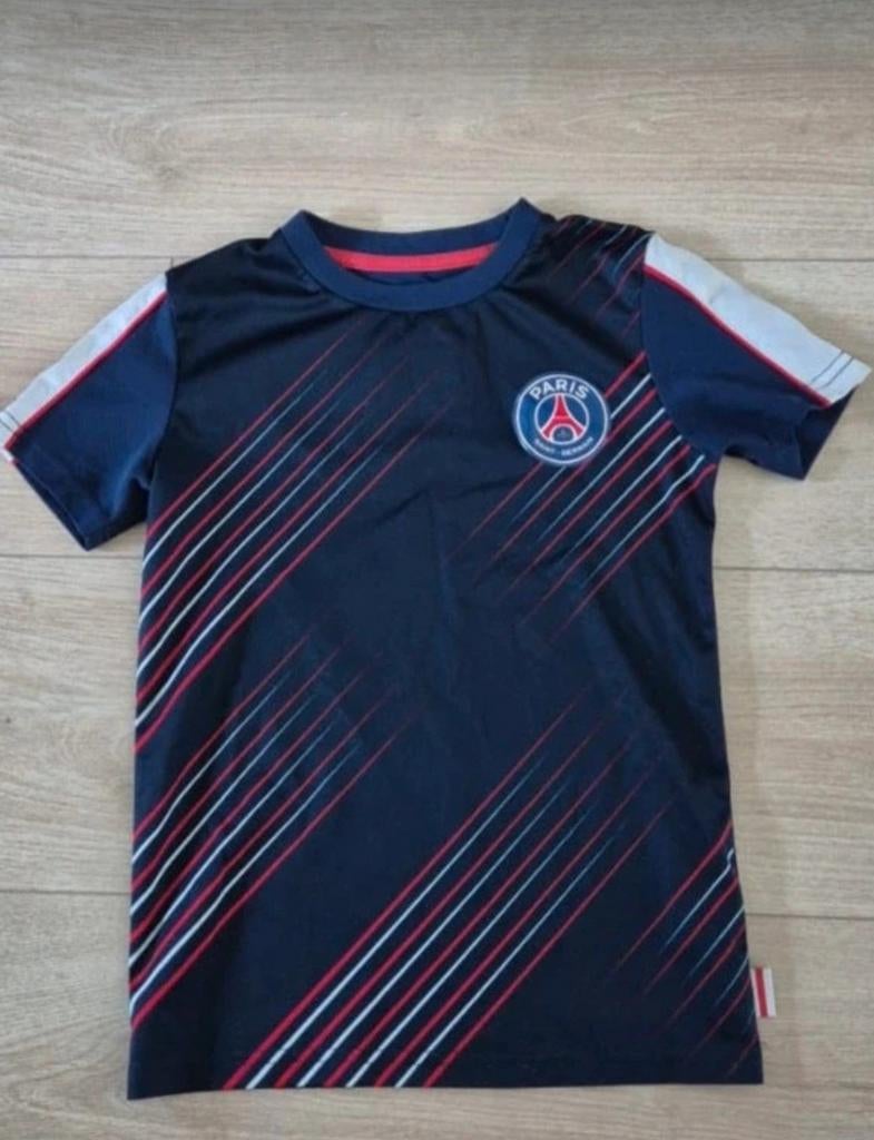 PSG Voetbalshirt - Donkerblauw met Rode en Witte Strepen, Kleding | Heren, T-shirts, Zo goed als nieuw, Overige maten, Blauw, Ophalen of Verzenden