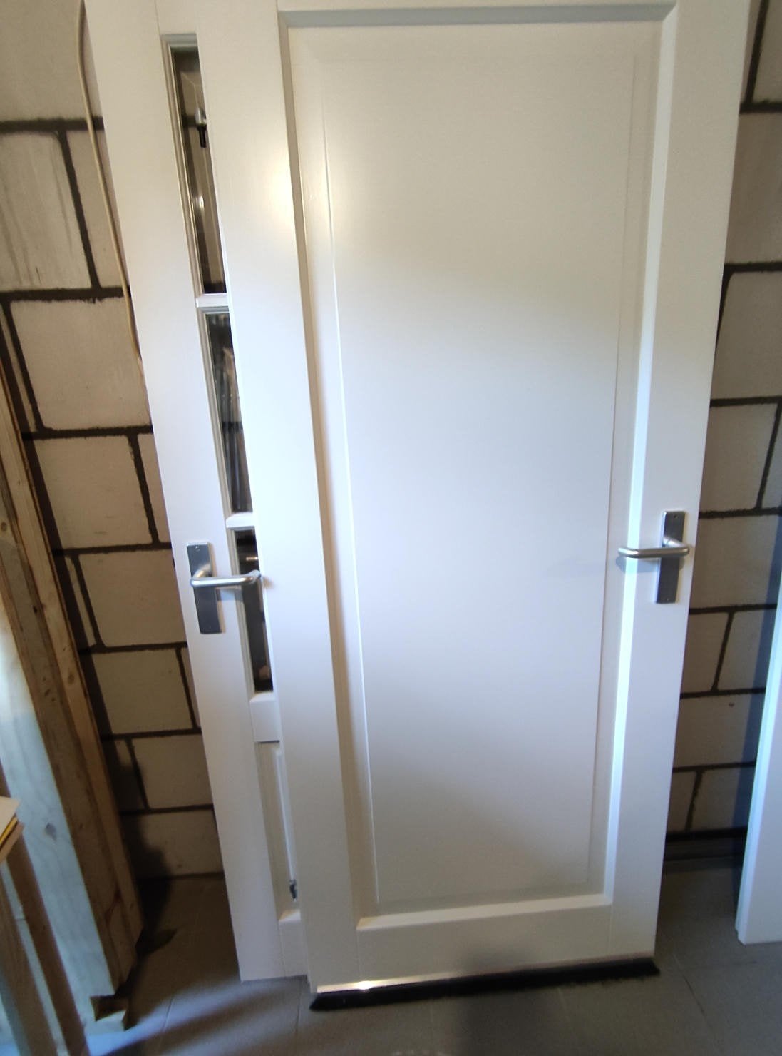 Binnendeuren:1x opdek (dicht) en 1x stomp (glas), 83cm breed, Ophalen, Gebruikt, Binnendeur, Glas
