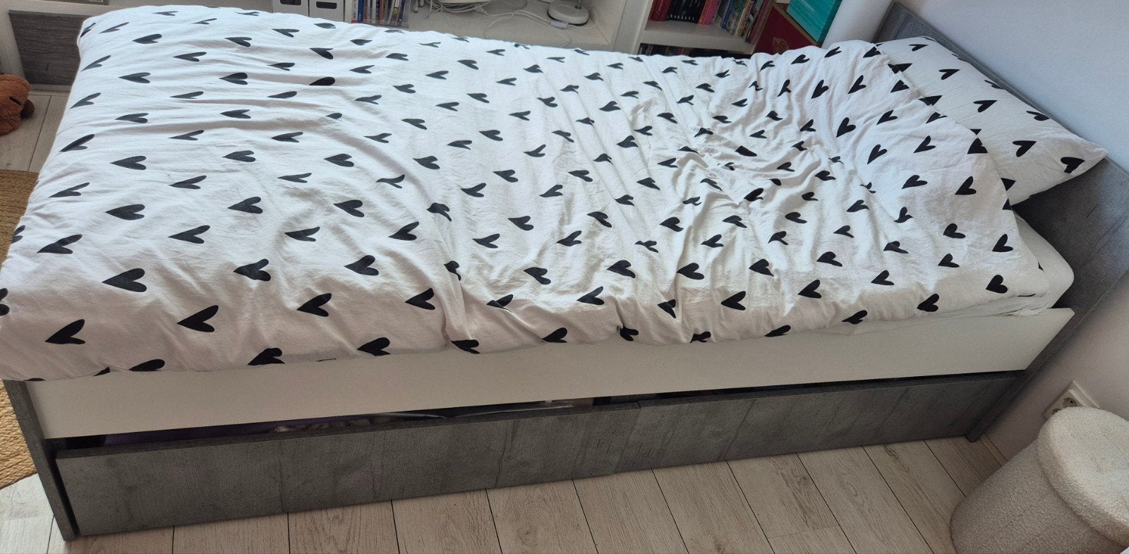 Billund bed 90x200 cm met 2 lades, lattenbodem en matras, Ophalen