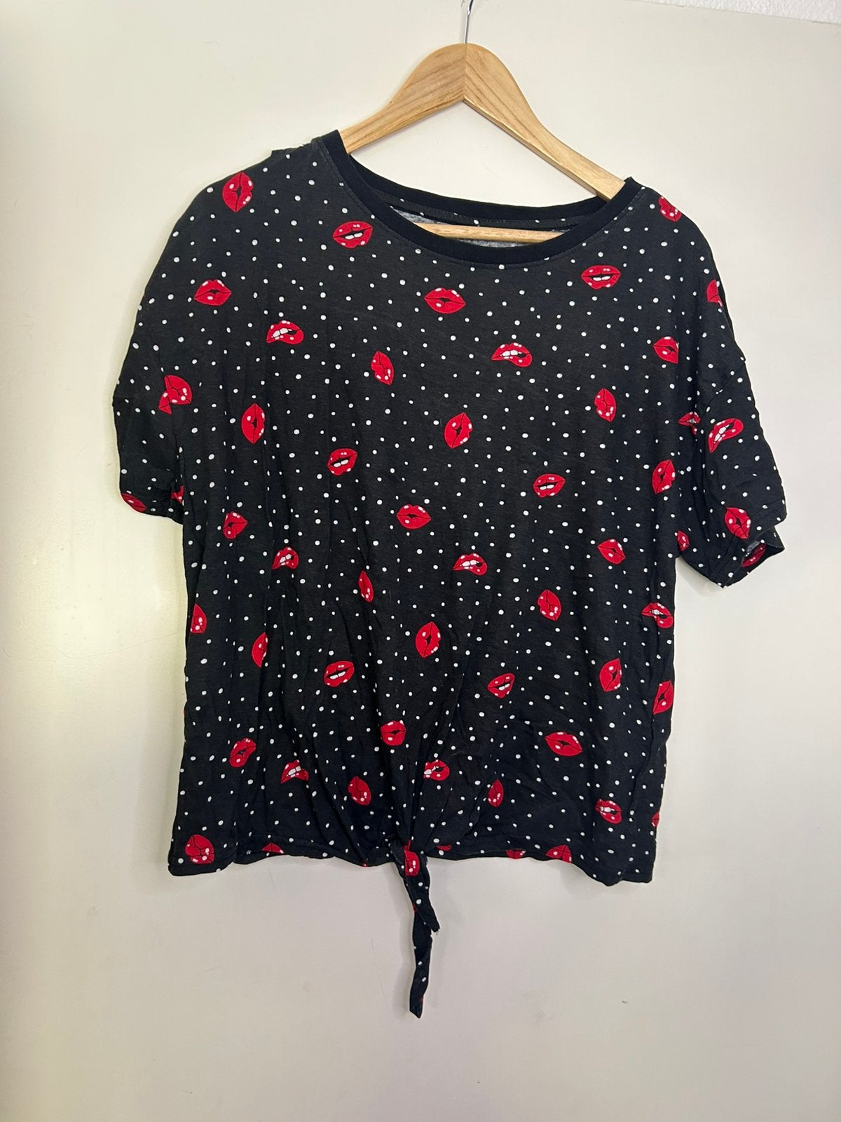Dames t-shirt | Takko | maat 42 | polkadots | stippen, Zwart, Maat 42/44 (L), Ophalen of Verzenden, Korte mouw