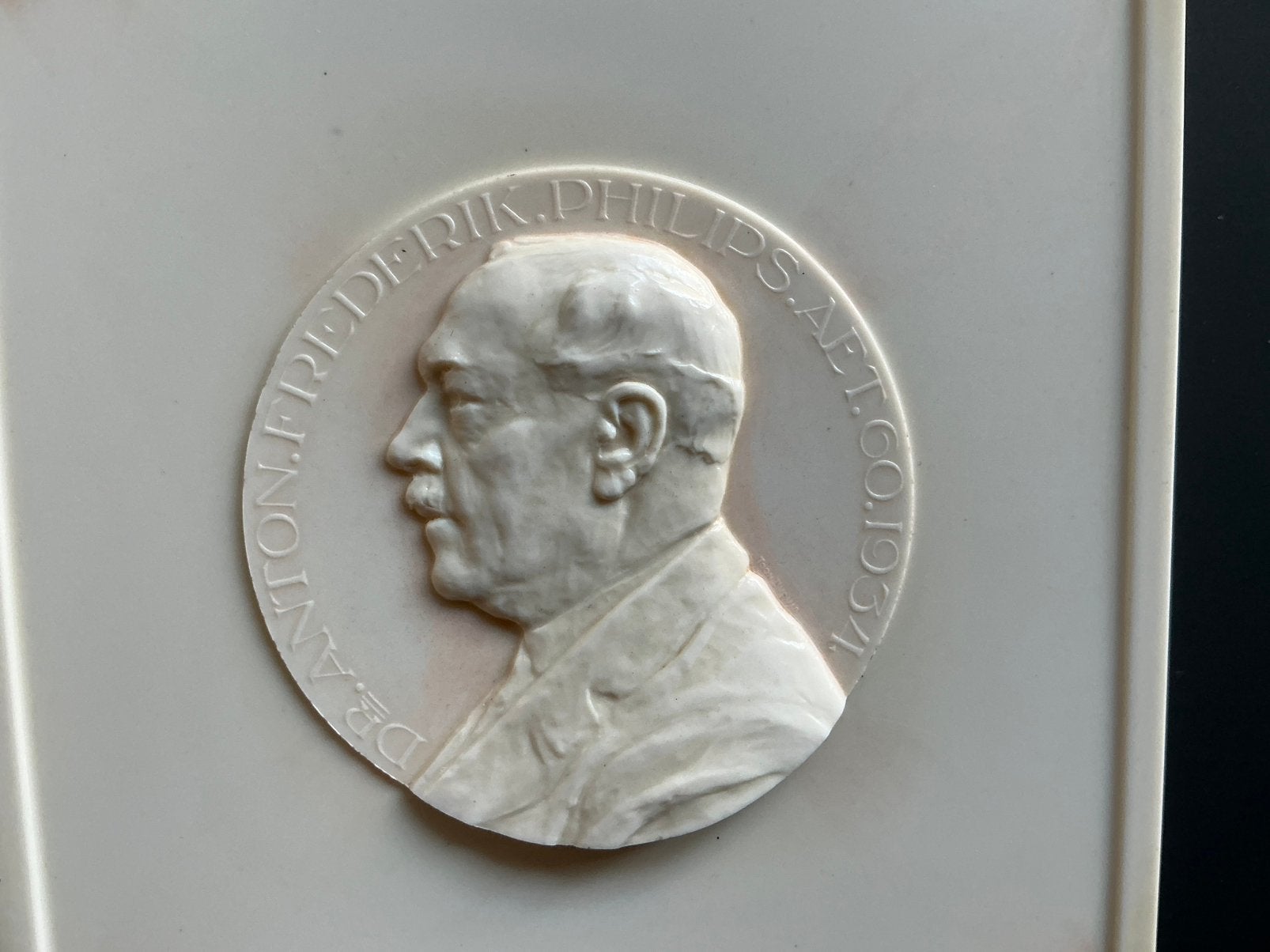 Plaqette, PHILIPS, Antoon Frederik Philips 1934 , bakeliet, Ophalen of Verzenden