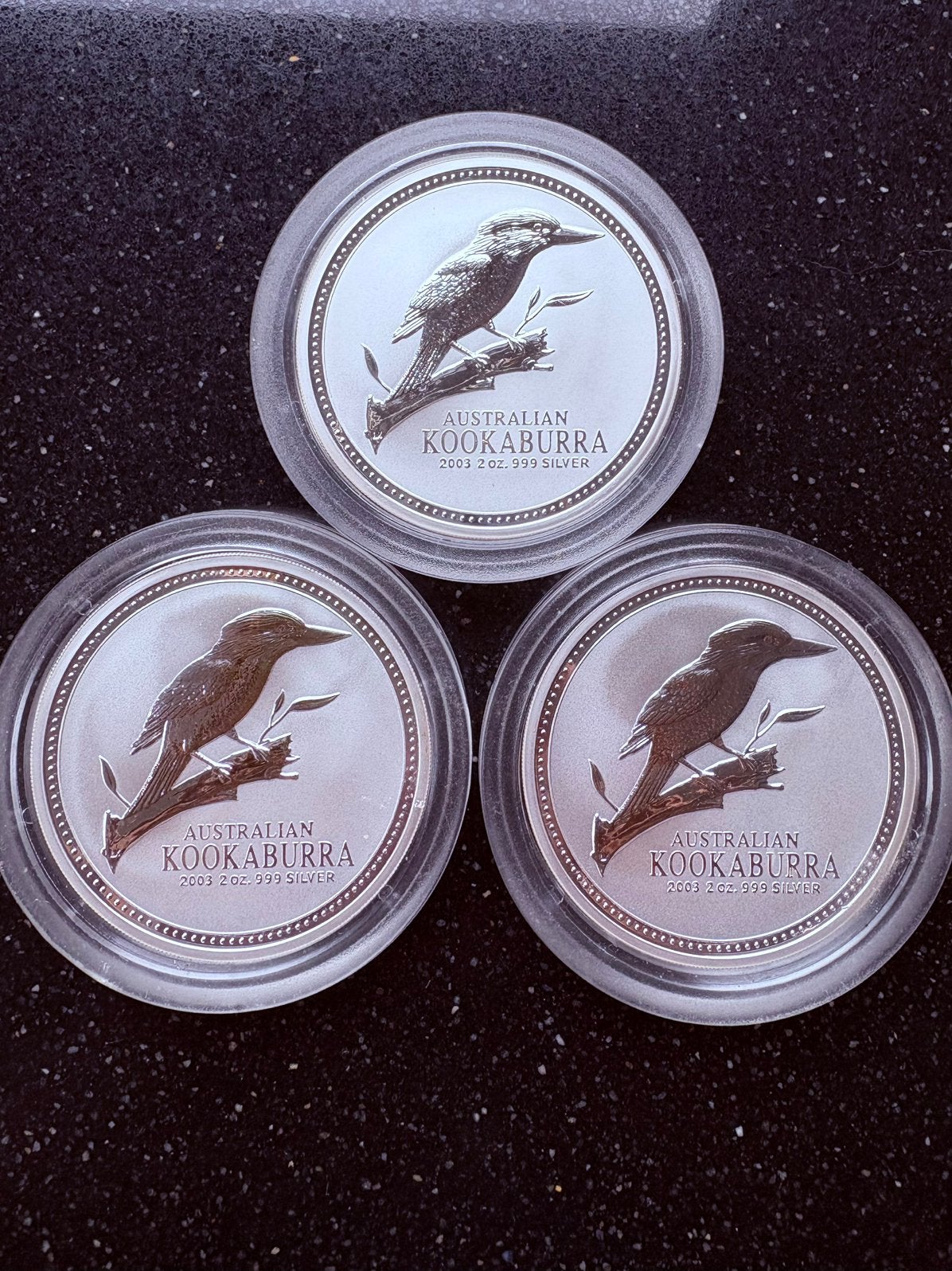 3 x 2 ounce Kookaburra 2003 - 999 zilver, Ophalen of Verzenden, Zilver