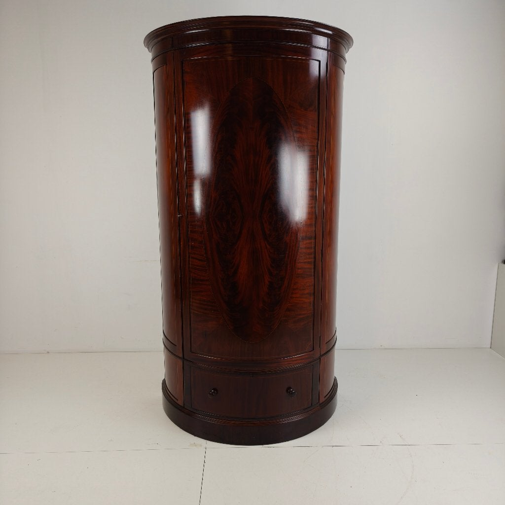 Edwardiaanse mahonie kledingkast gebogen front Maple & Co, Ophalen of Verzenden
