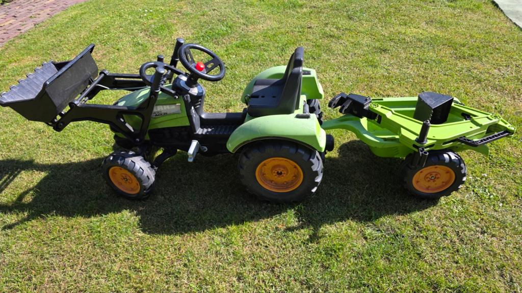 Traptractor met voorlader en aanhanger, Ophalen of Verzenden, Gedragen, Overige maten