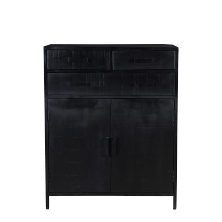 Livingfurn Kala Dressoir Zwart Mangohout/Gecoat Staal, Overige houtsoorten, Modern, Industrieel, Nieuw, 25 tot 50 cm