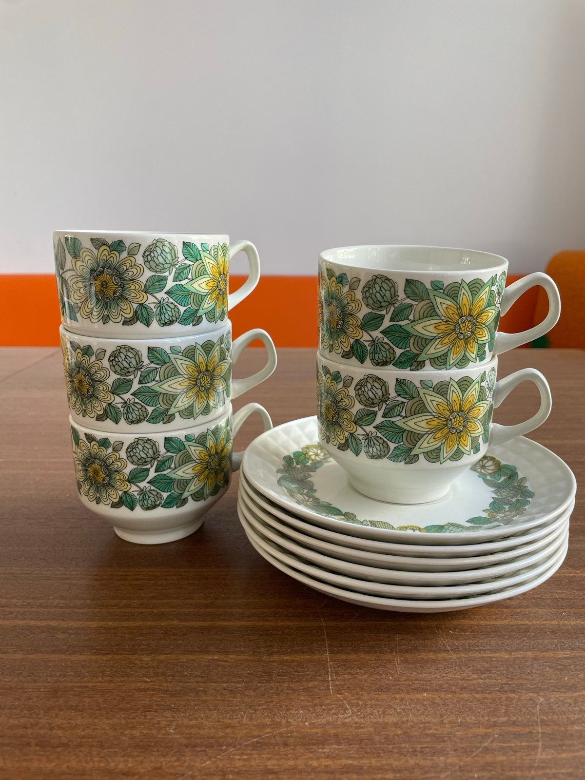 Vintage Pontesa "Sevilla" kopjes en schotels - jaren '60/'70, Antiek en Kunst, Ophalen of Verzenden
