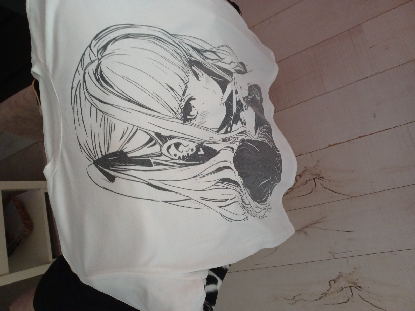 Wit T-shirt met Anime Meisje Print - Maat S, Wit, Ophalen of Verzenden, Zo goed als nieuw, Korte mouw