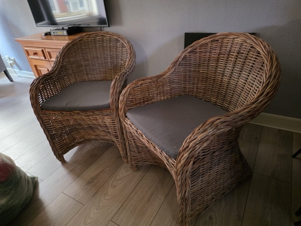 2 leuke rotan zitstoelen!!!!!, Tuin en Terras, Tuinstoelen, Ophalen, Zo goed als nieuw, Rotan