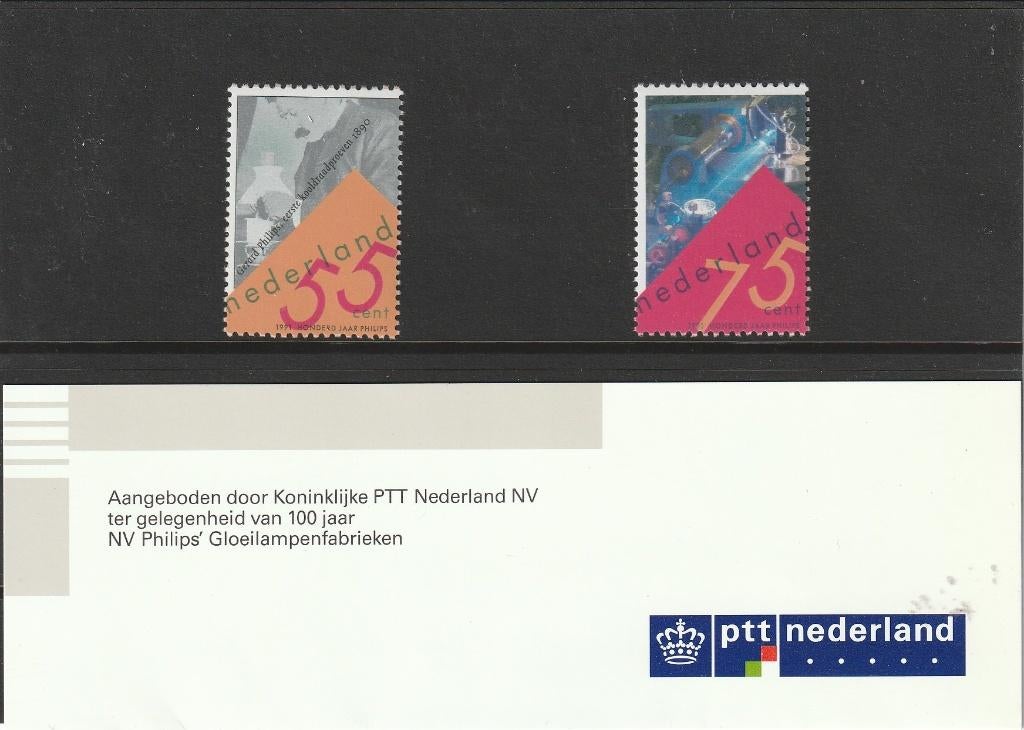 Postzegels  100 jr Philips, Postzegels en Munten, Postzegels | Nederland, Ophalen of Verzenden, Na 1940, Postfris