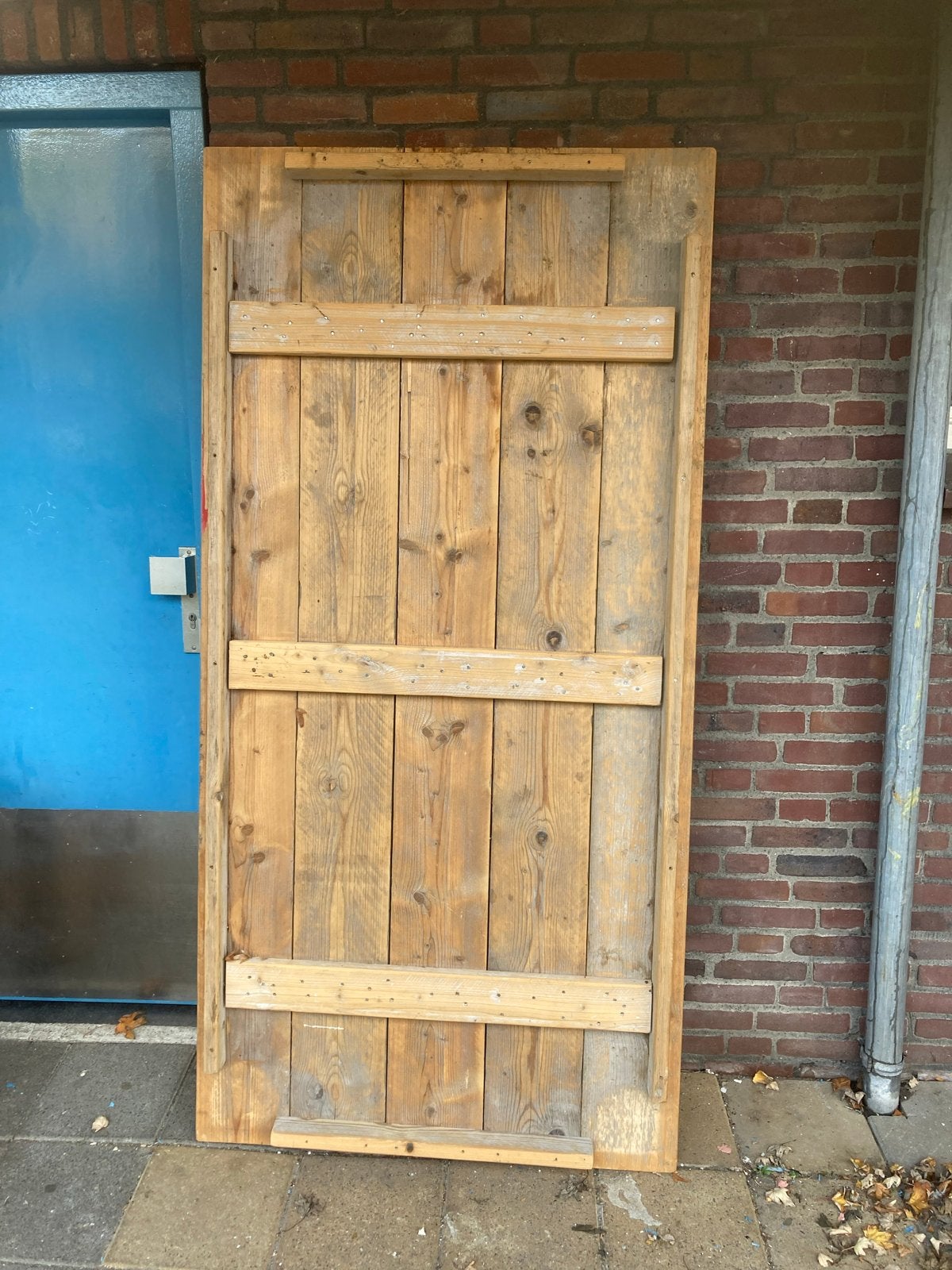 Steigerhouten tafelblad met poten, Doe-het-zelf en Verbouw, Gebruikt, 25 tot 50 mm, Ophalen of Verzenden, 200 tot 250 cm