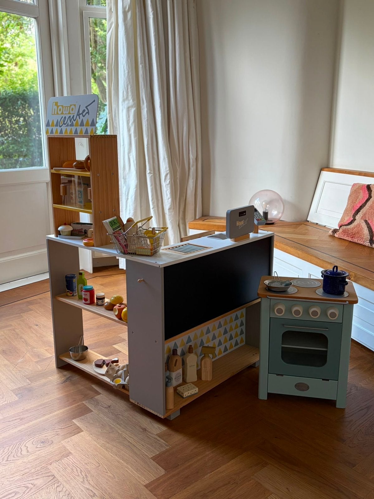 Howa Houten Speelgoed Winkel met Keuken en Accessoires, Kinderen en Baby's, Speelgoed | Houten speelgoed, Ophalen, Zo goed als nieuw