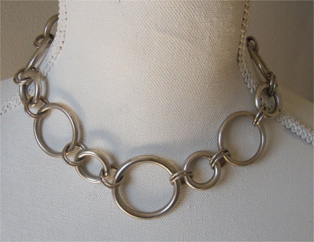 Vintage ketting met ringen, Ophalen of Verzenden, Zo goed als nieuw, Overige materialen