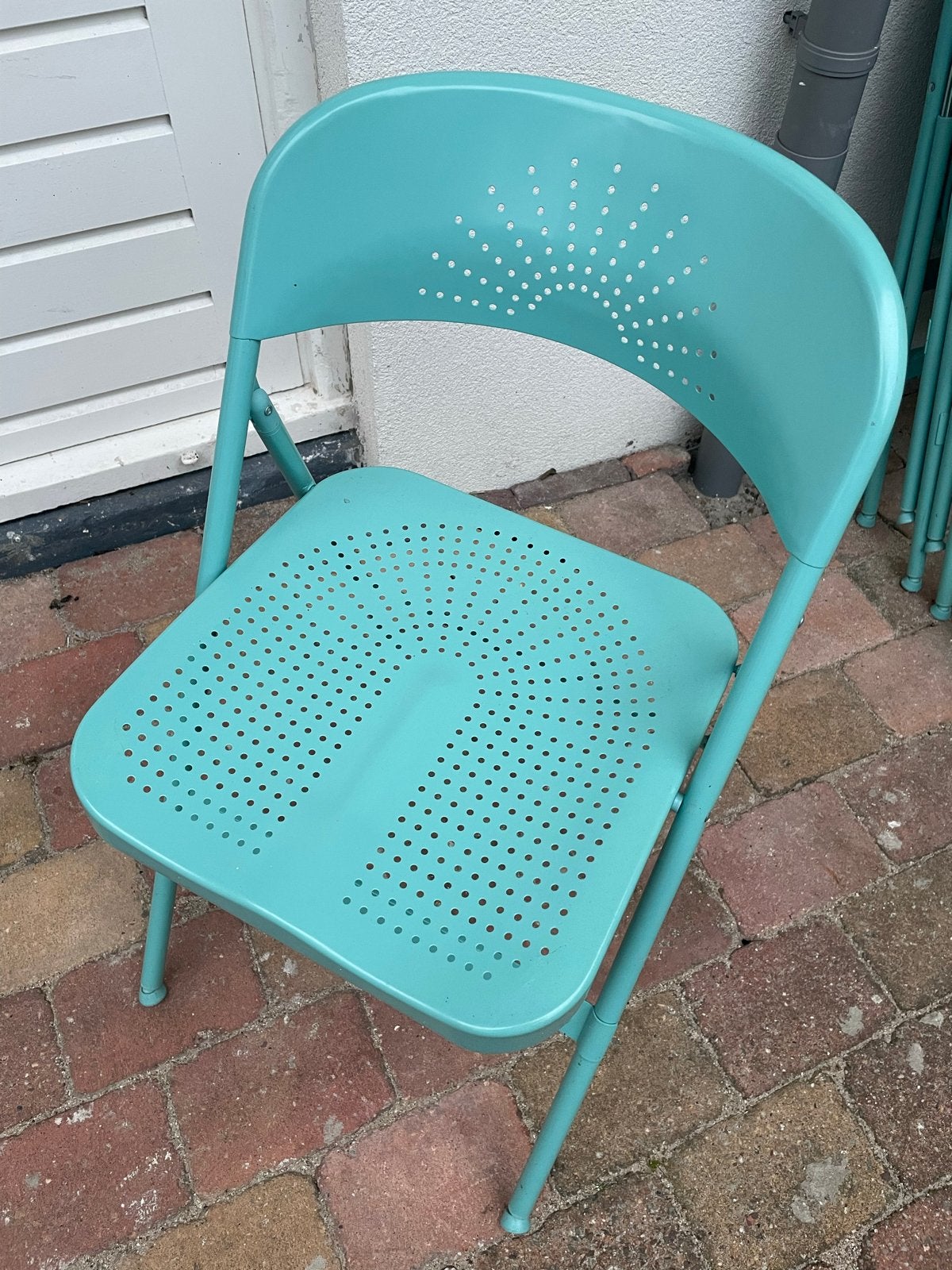 IKEA opvouwbare stoelen - 4 stuks - turquoise, Huis en Inrichting, Ophalen, Zo goed als nieuw, Metaal, Vier