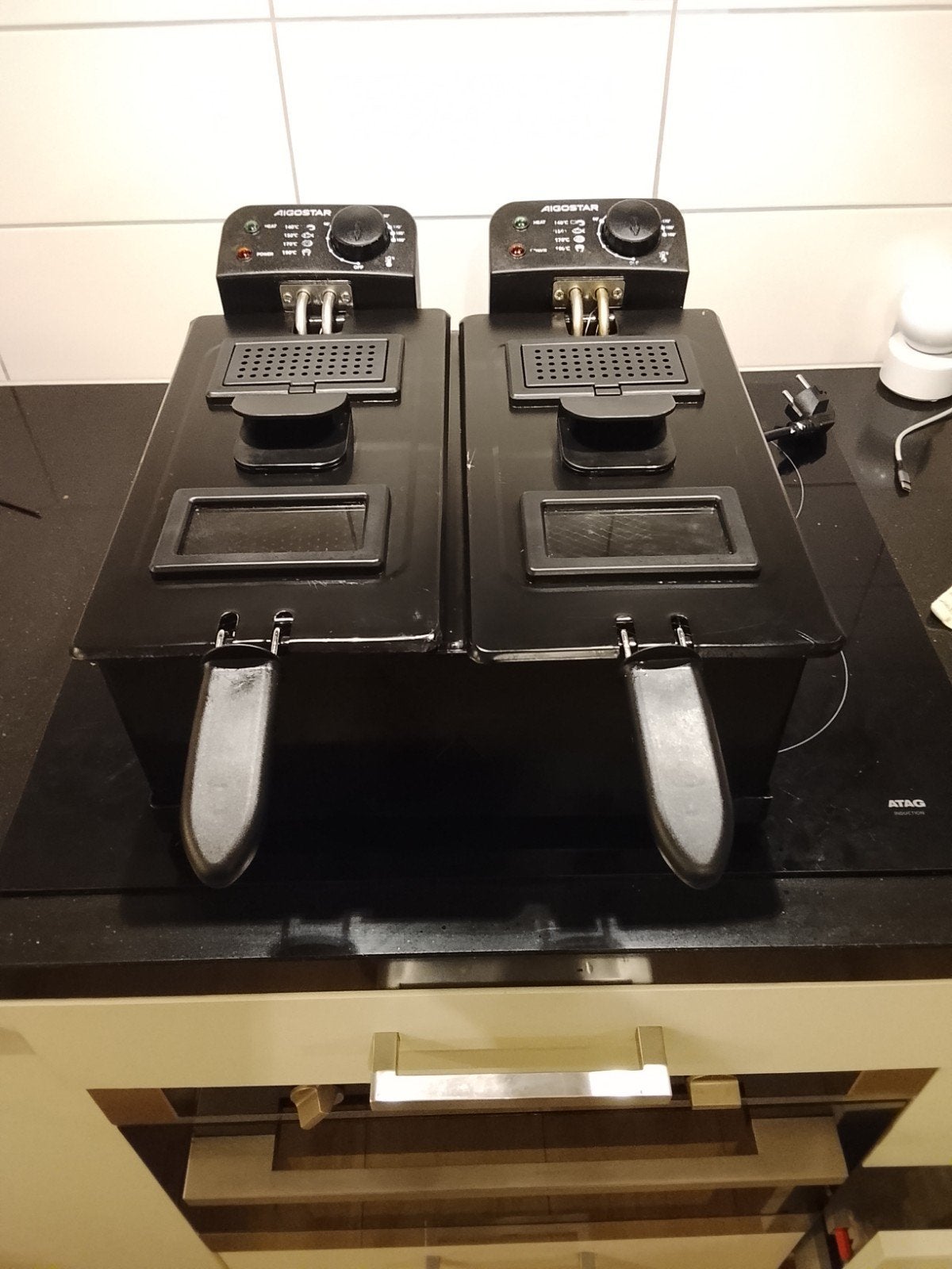Aigostar Dubbele Frituurpan 2x3 Liter, Duo-friteuse, Gebruikt, Onbekend, Ophalen of Verzenden
