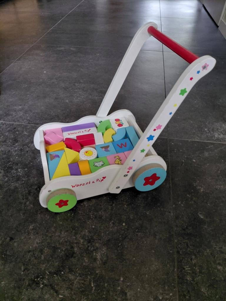 Loopwagen woezel en pip, Kinderen en Baby's, Speelgoed | Houten speelgoed, Ophalen, Duw- of Trekspeelgoed