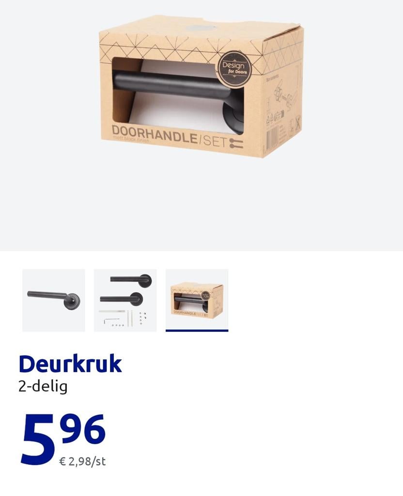 2x Zwarte deurkruk set - Nieuw in verpakking (Action), Ophalen of Verzenden, Nieuw, Overige materialen, Klink of Kruk