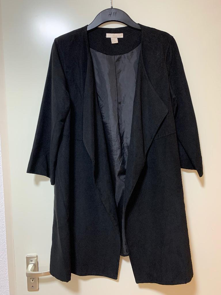 Lange zwarte overjas maat 38, Maat 38/40 (M), H&M, Zwart, Ophalen of Verzenden