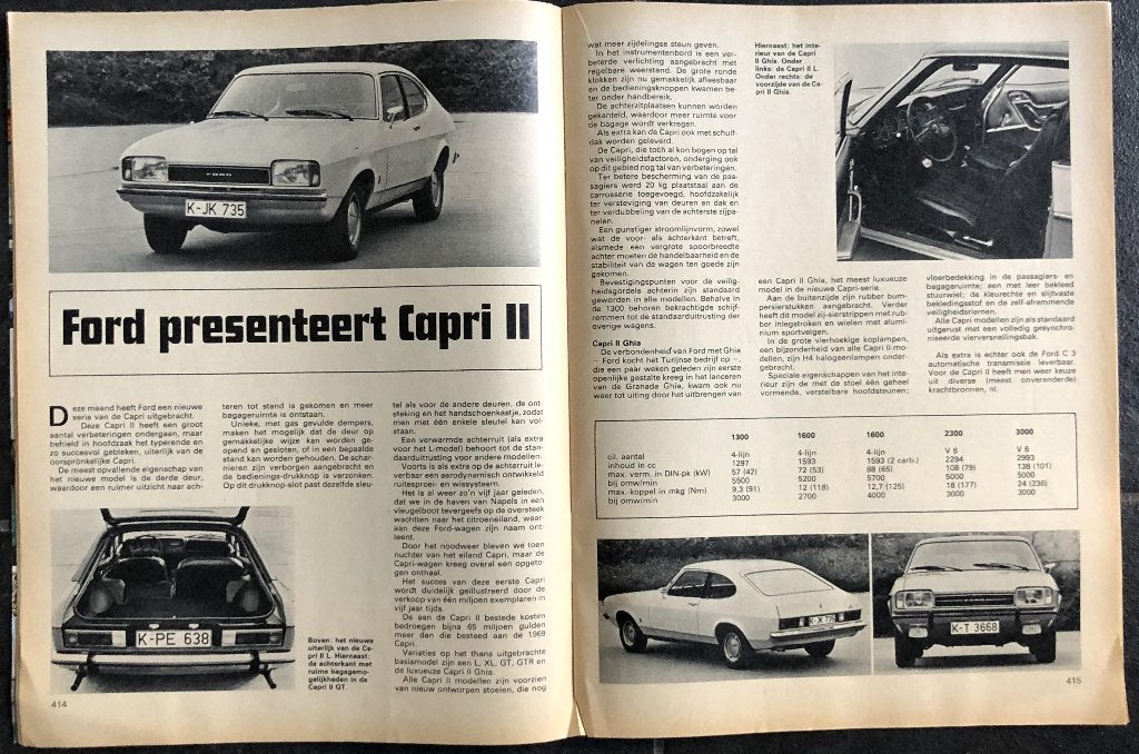 Ford Capri 2 ( 1,6 2,3 2,8 2300 ) testen in Autovisie e.a., Gelezen, Ford, Ophalen of Verzenden, Autovisie