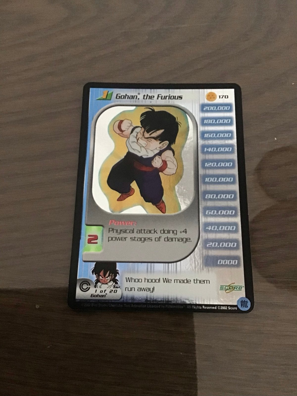 Gohan lvl 1 personality Dragonball Z TCG 2002 Score, Hobby en Vrije tijd, Verzamelkaartspellen | Overige, Ophalen of Verzenden