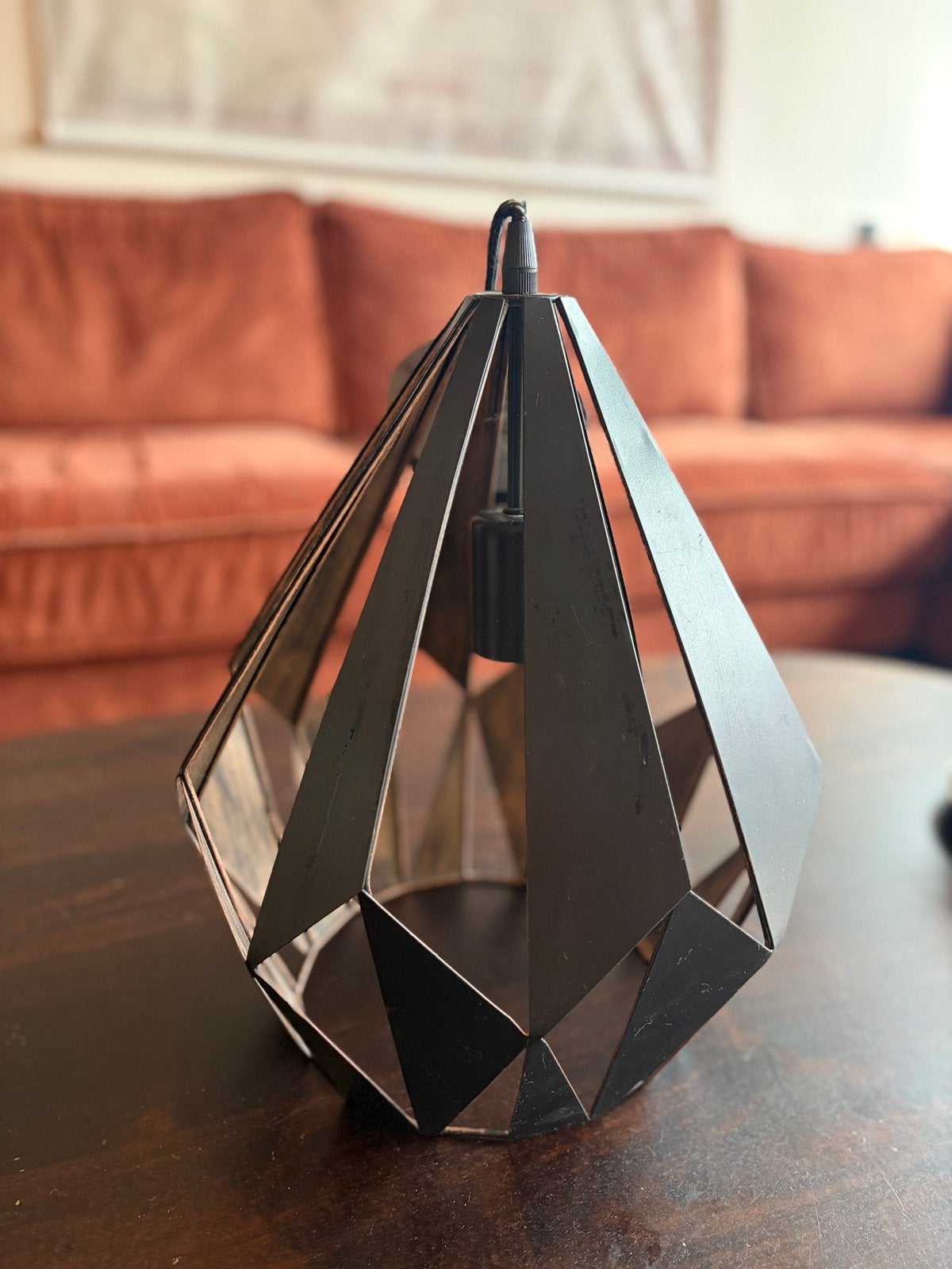 Moderne industriële hanglamp - Zwart metaal, Huis en Inrichting, Lampen | Hanglampen, Ophalen, Zo goed als nieuw, Metaal, E27 (groot)