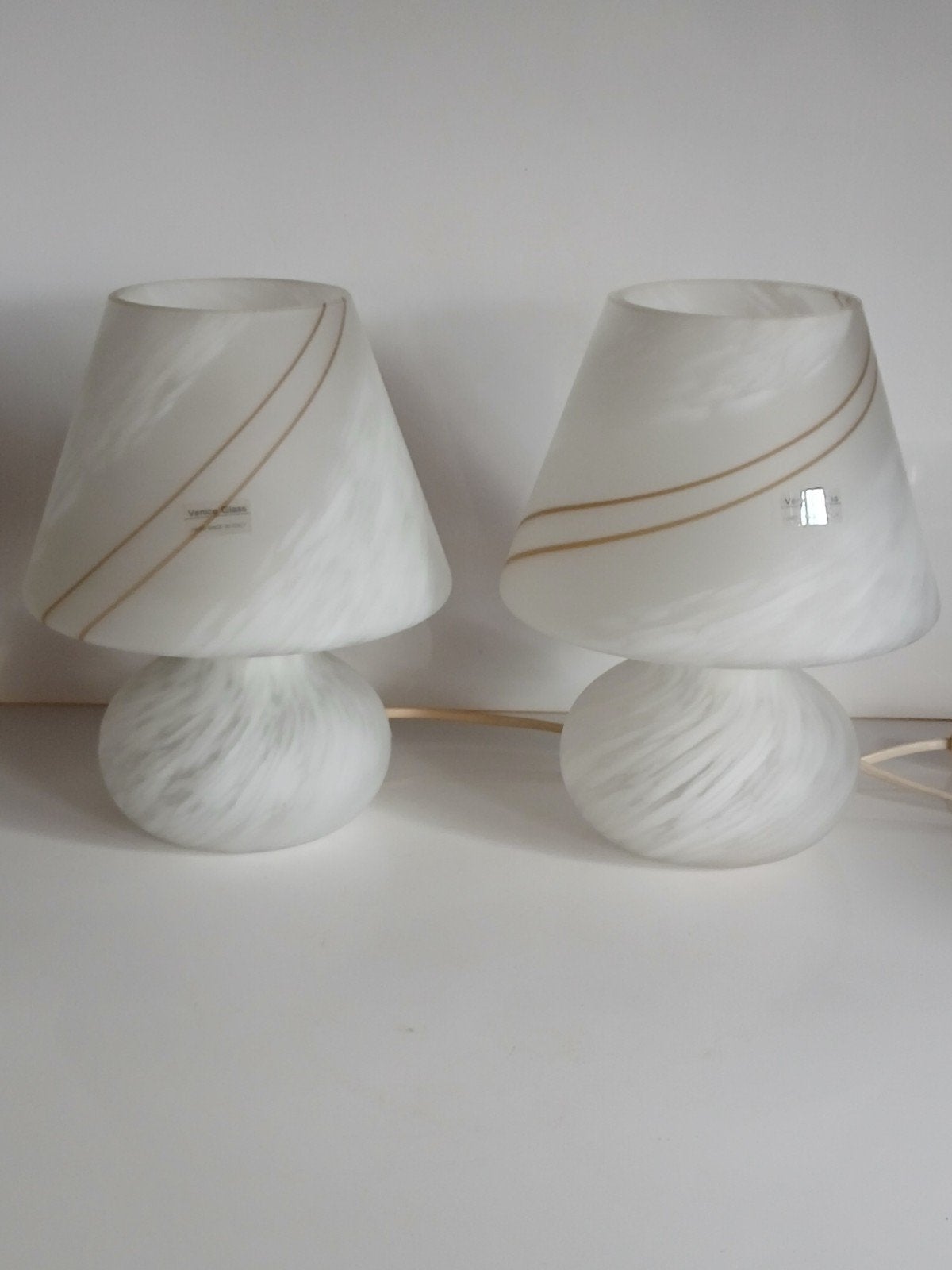 Set van 2 handgemaakte Venetiaanse glazen Mushroomlampen 70, Ophalen of Verzenden
