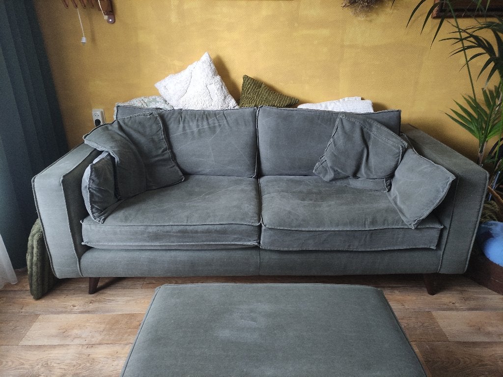 bankstel met hocker, Huis en Inrichting, Banken | Bankstellen, Ophalen, Gebruikt, Driepersoons, 75 tot 100 cm