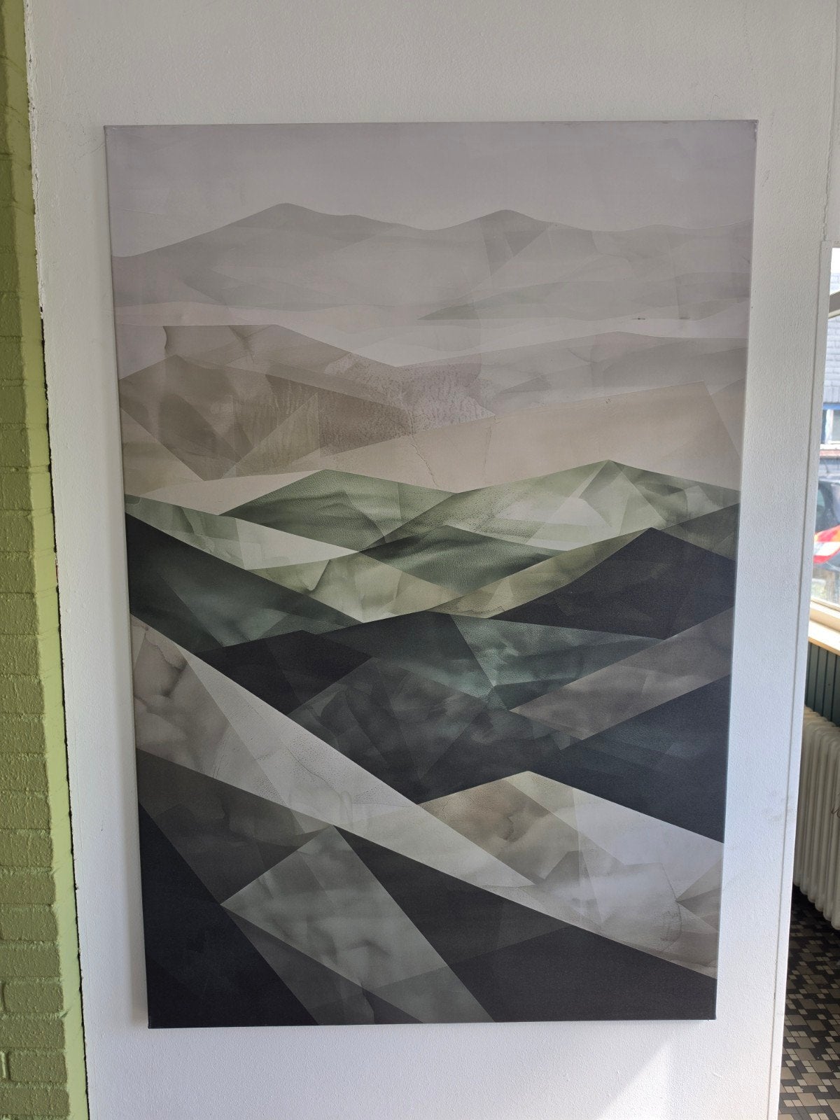Modern berglandschap schilderij - abstracte kunst, Antiek en Kunst, Ophalen of Verzenden
