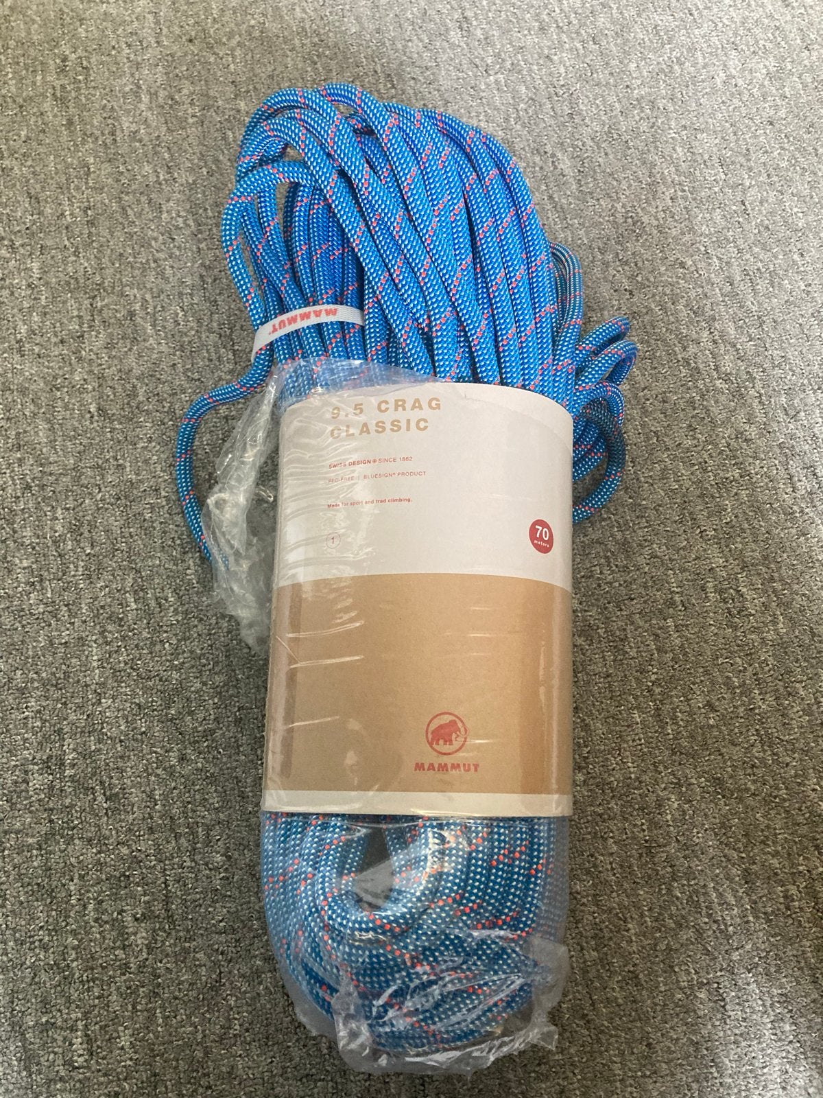 Mammut 9.5 Crag Classic Klimtouw - 70m, Nieuw, Sport en Fitness, Klimsport, Ophalen of Verzenden, Nieuw, Klimsport-accessoire