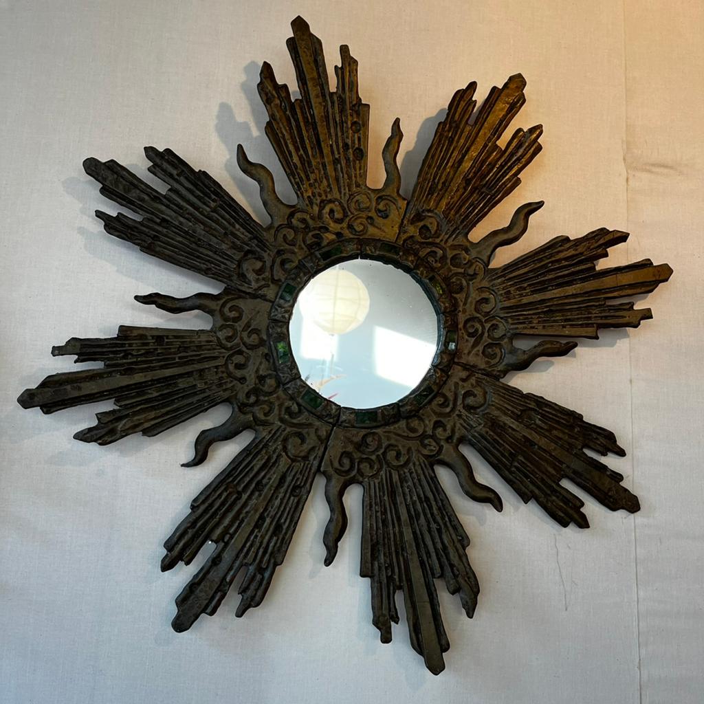 Zonnespiegel van lood met glas Irena Jaworski vintage, Antiek en Kunst, Ophalen
