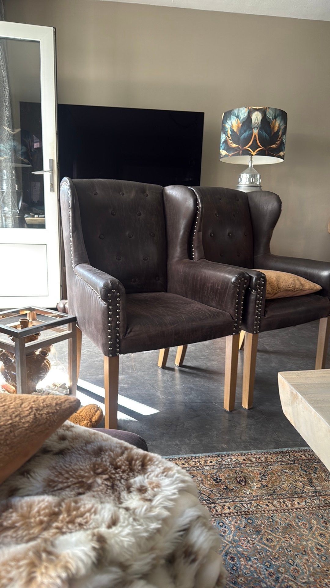 Riviera Maison stoelen 4 x, Ophalen, Overige materialen, Gebruikt, Bruin
