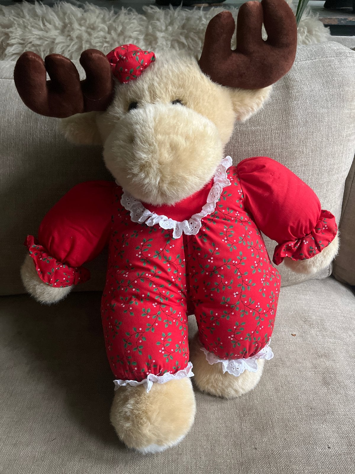 Kerst rendier knuffel - Feestelijke decoratie, Ophalen, Overige typen, Zo goed als nieuw, Middelgroot (20 tot 80 cm)