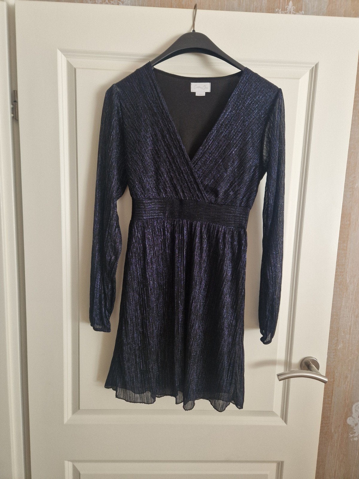 Cotton Club donkerblauw glitter jurkje Maat XS, Kleding | Dames, Zwart, Ophalen of Verzenden, Zo goed als nieuw, Boven de knie