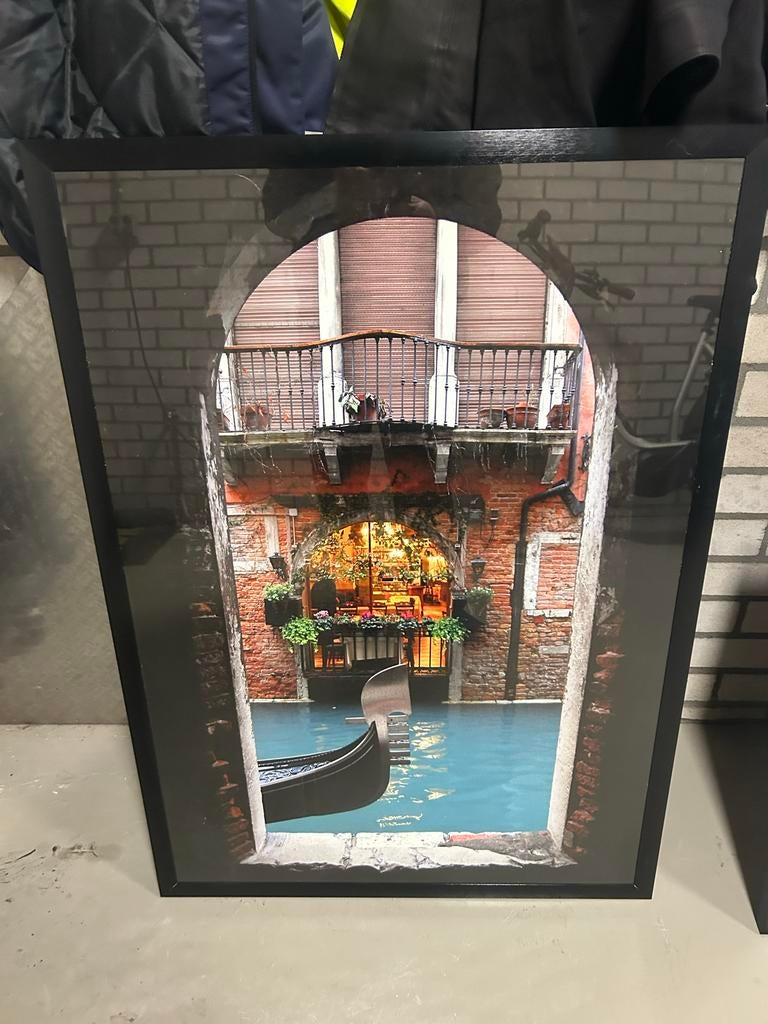 Ingelijste foto Venetië met gondel en gracht, Ophalen, Zo goed als nieuw