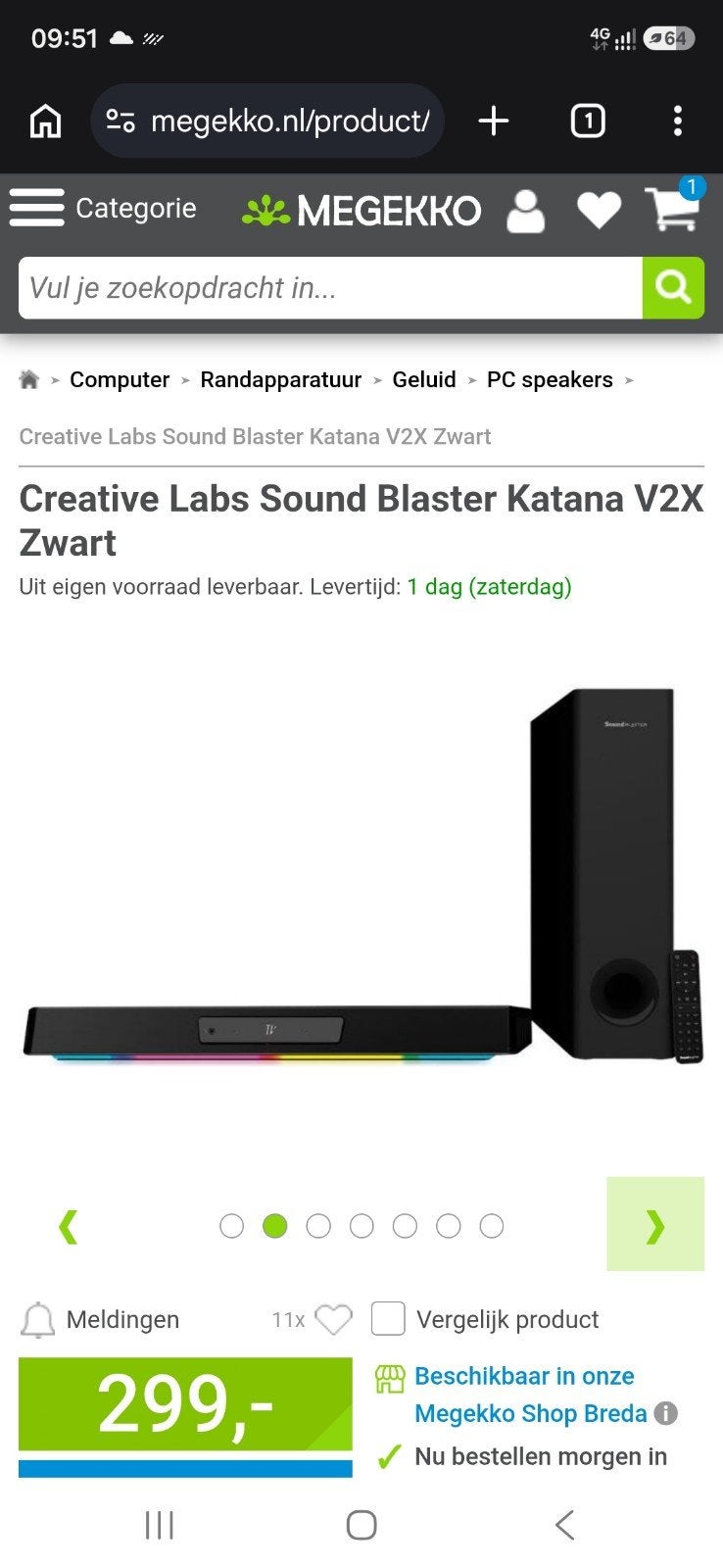 Creative Labs Sound Blaster Katana V2X ., Computers en Software, Pc speakers, Ophalen, Zo goed als nieuw