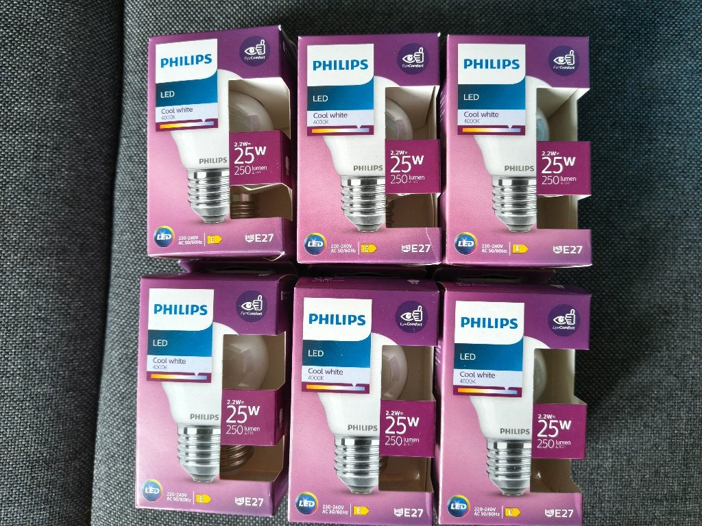 6 X Philips Cool White 4000K LED lamp nieuw E27 250 lumen, Philips, Led-lamp, Nieuw, 10 tot 30 watt
