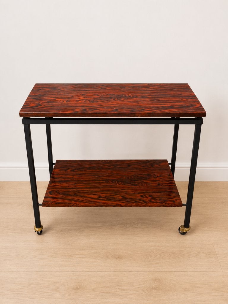 Vintage Palissander Houten Trolley, Theetafel, Barcart 60s, Ophalen, Gebruikt, 50 tot 100 cm, 25 tot 50 cm
